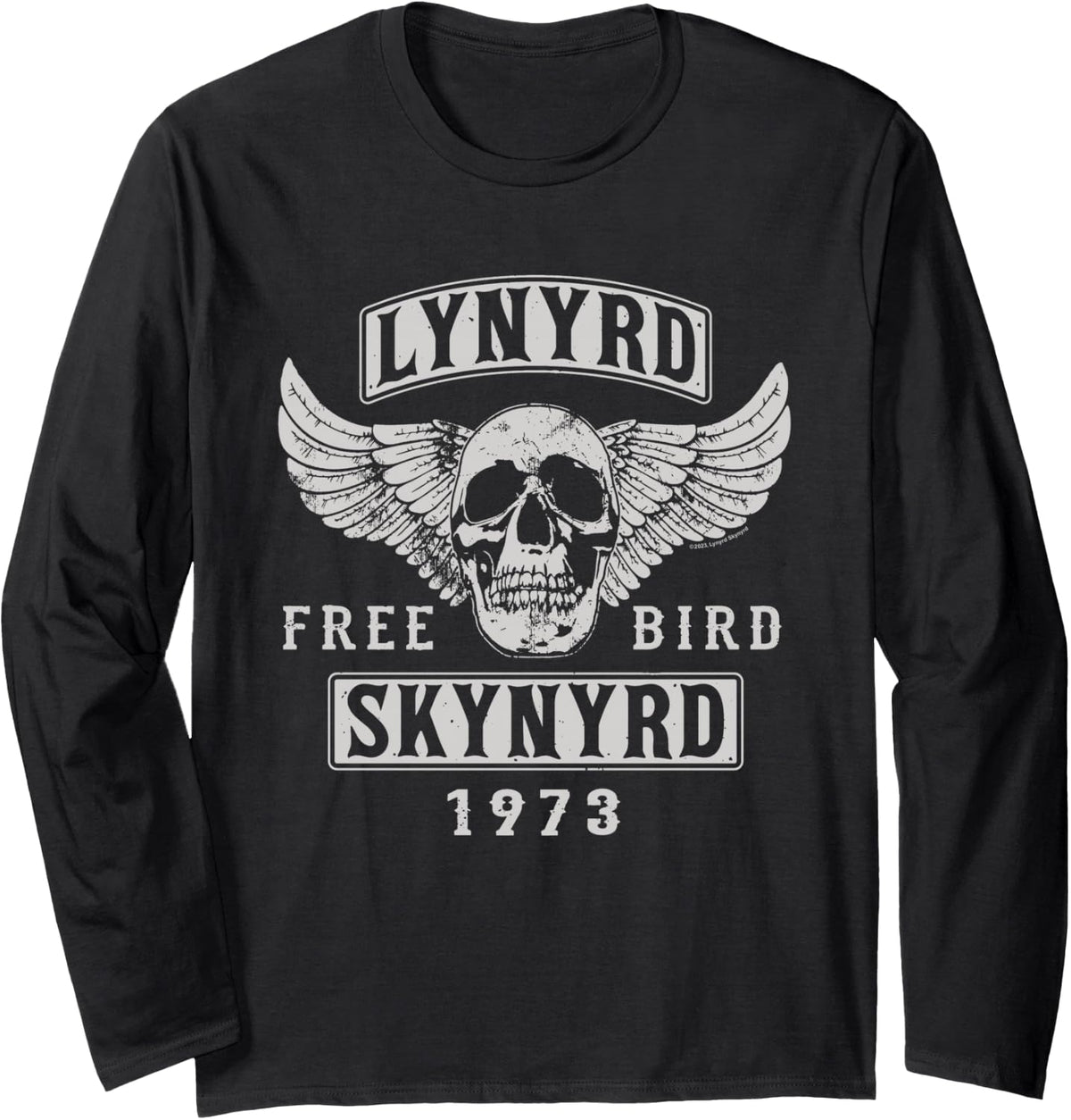 Lynyrd Skynyrd - Free Bird Skull 1973 Long Sleeve T-Shirt - Adult Unisex Black