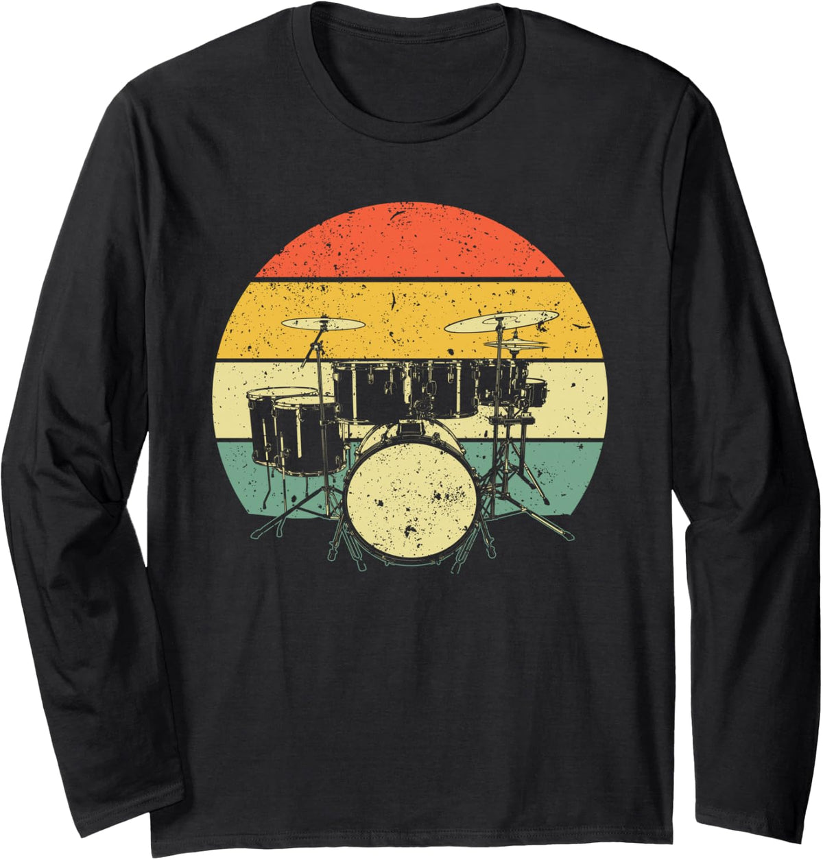 Cool Drummer Art For Men Women Drum Set Drumming Drum Player Long Sleeve T-Shirt - Adult Unisex Black