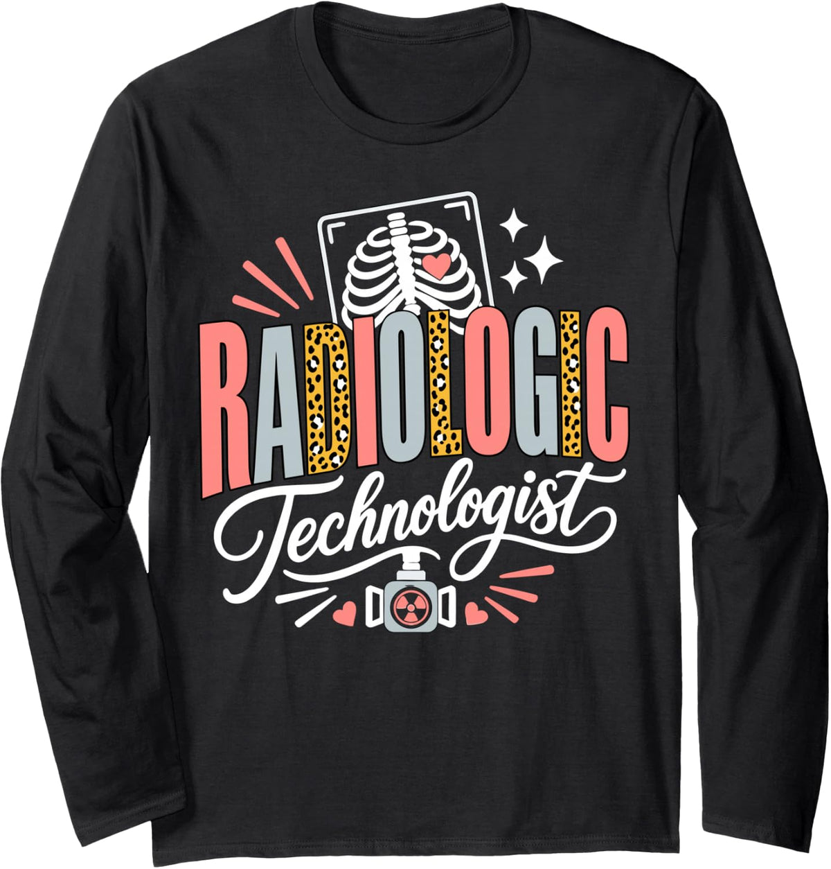 X-Ray Tech Radiologic Technologist Rad Tech Long Sleeve T-Shirt - Adult Unisex Black