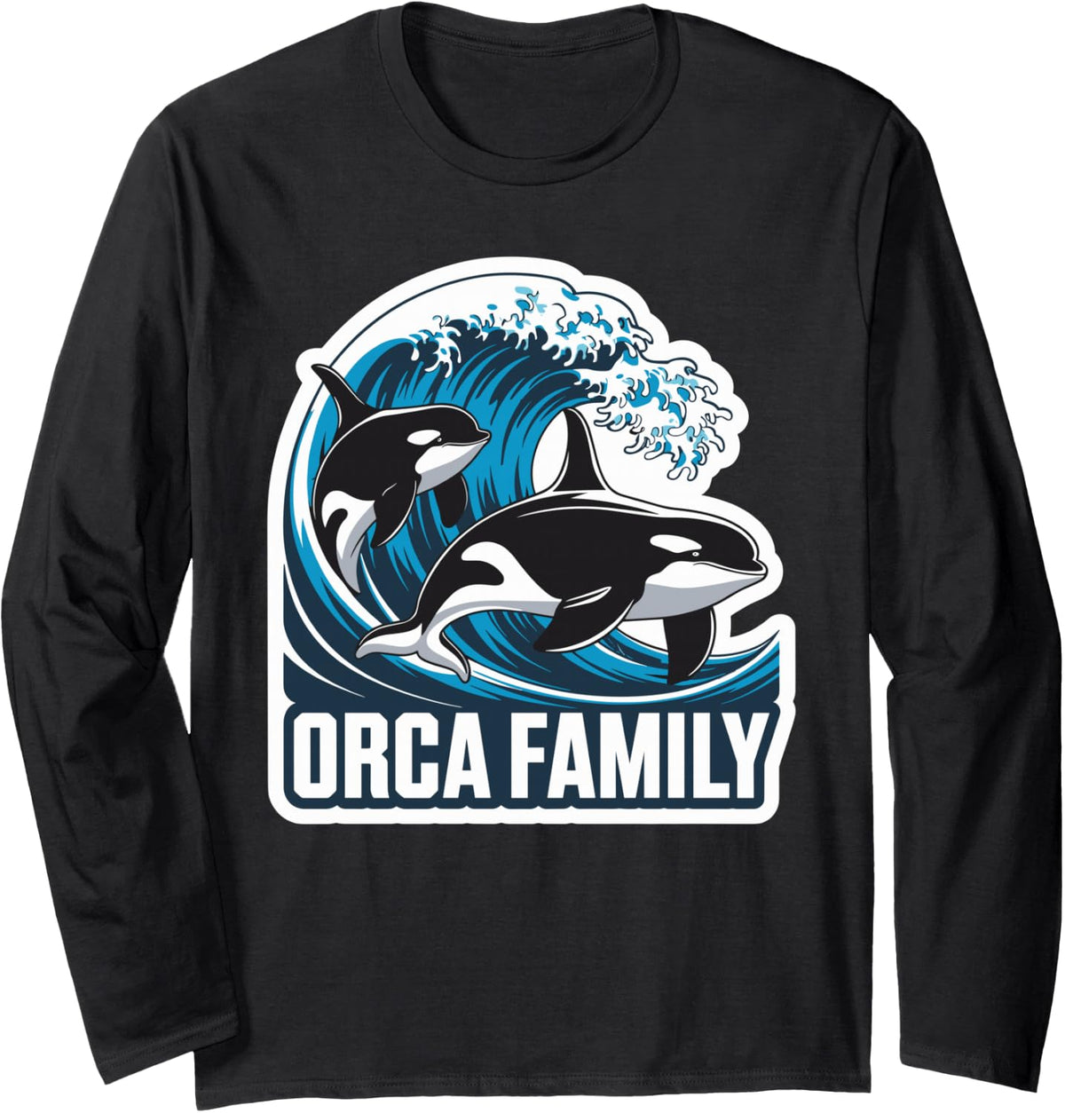 Orca Whale Ocean Animal Lover ORCA Long Sleeve T-Shirt - Adult Unisex Black