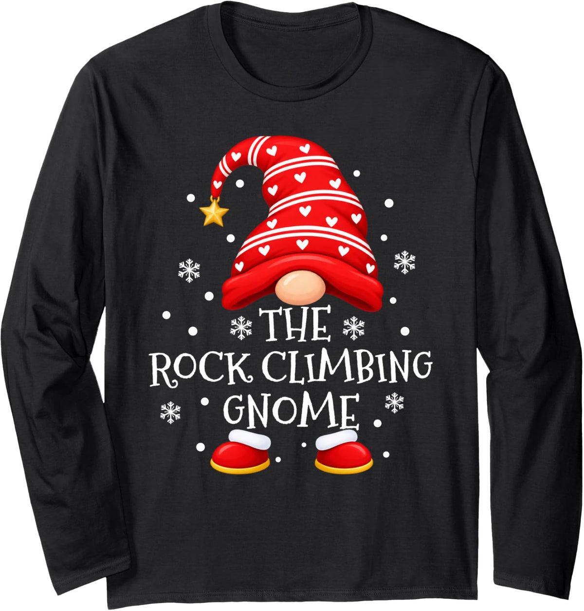 Rock Climbing Gnome Christmas Squad Matching Family Xmas Long Sleeve T-Shirt - Adult Unisex Black