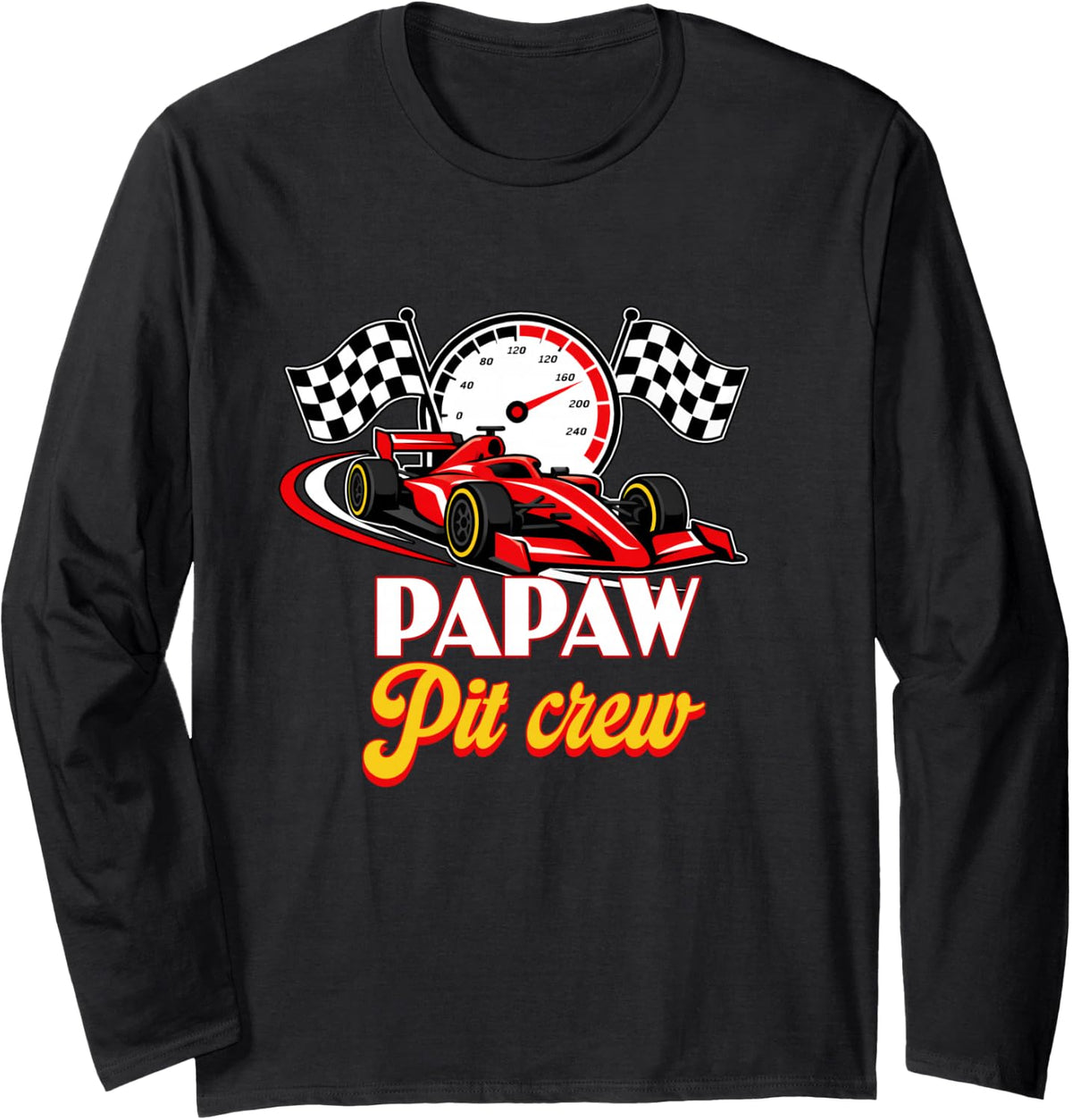 Race Car Birthday Party Racing Family Papaw Pit Crew Long Sleeve T-Shirt - Adult Unisex Black