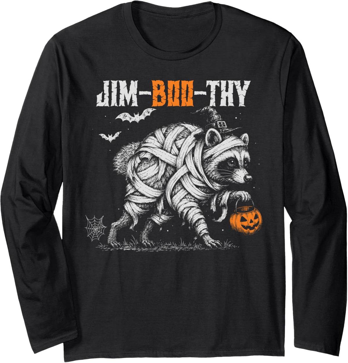 Jimothy Raccoon Halloween Shirt Jimboothy Spooky Men Women Long Sleeve T-Shirt - Adult Unisex Black