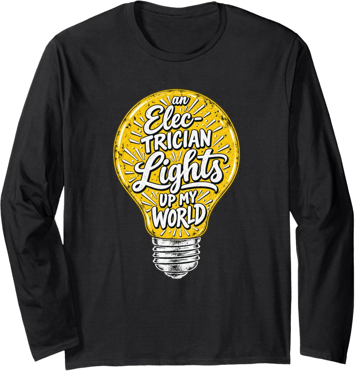 an Electrician Lights Up My World Lineman Sparky Long Sleeve T-Shirt - Adult Unisex Black