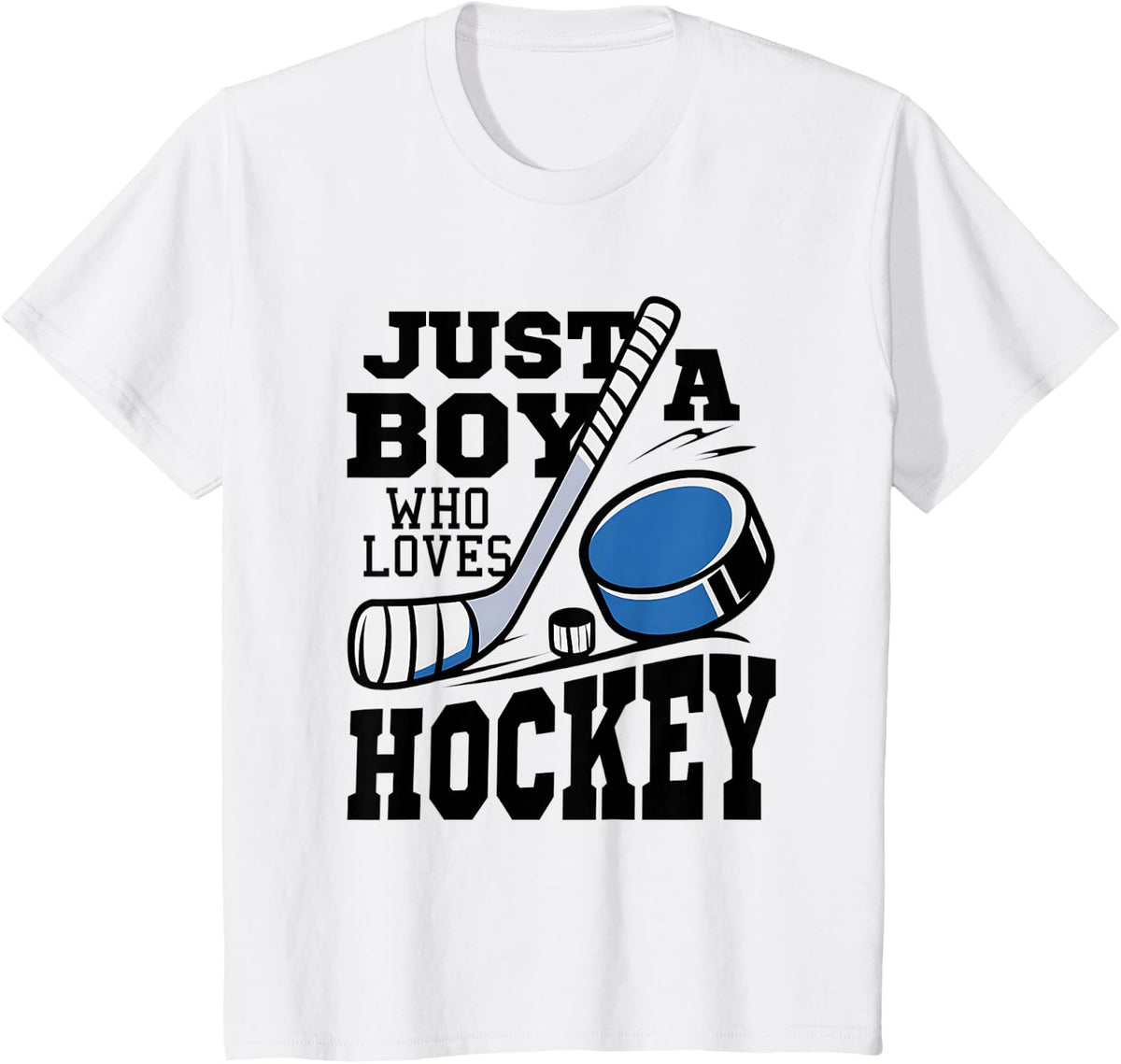 Just A Boy Who Loves Hockey Ice Hockey Lover Boys Ice Hockey T-Shirt - White
