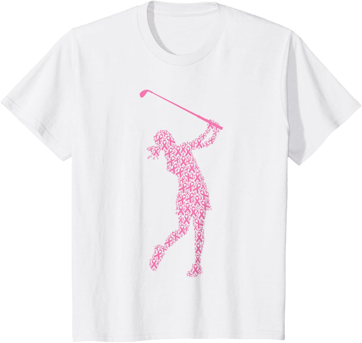 Breast Cancer Awareness Pink Ribbon & Survivor - Golf Swing T-Shirt - White