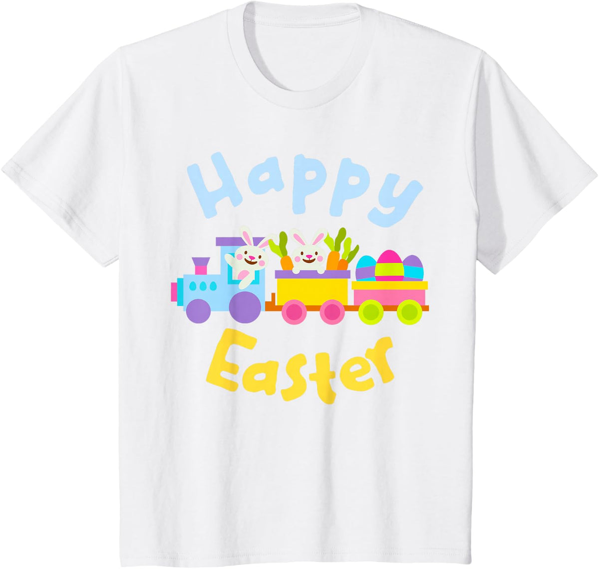 Happy Easter Bunny Train for Boys Girls Kids and Teens T-Shirt - White