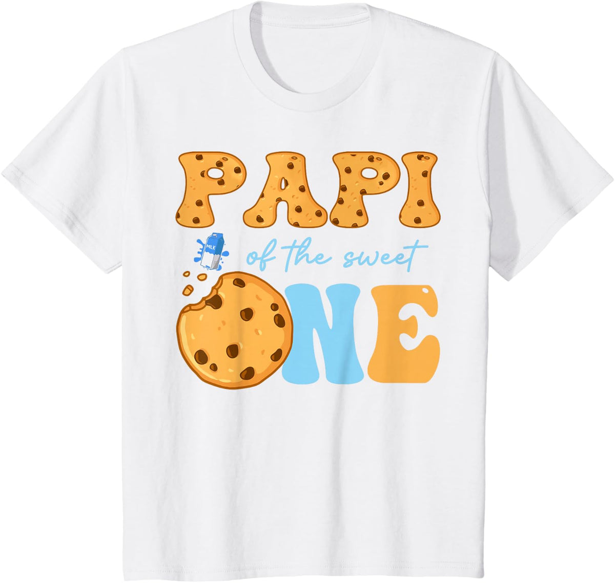 Papi Of The Sweet One Cookies And Milk Birthday Party T-Shirt - White
