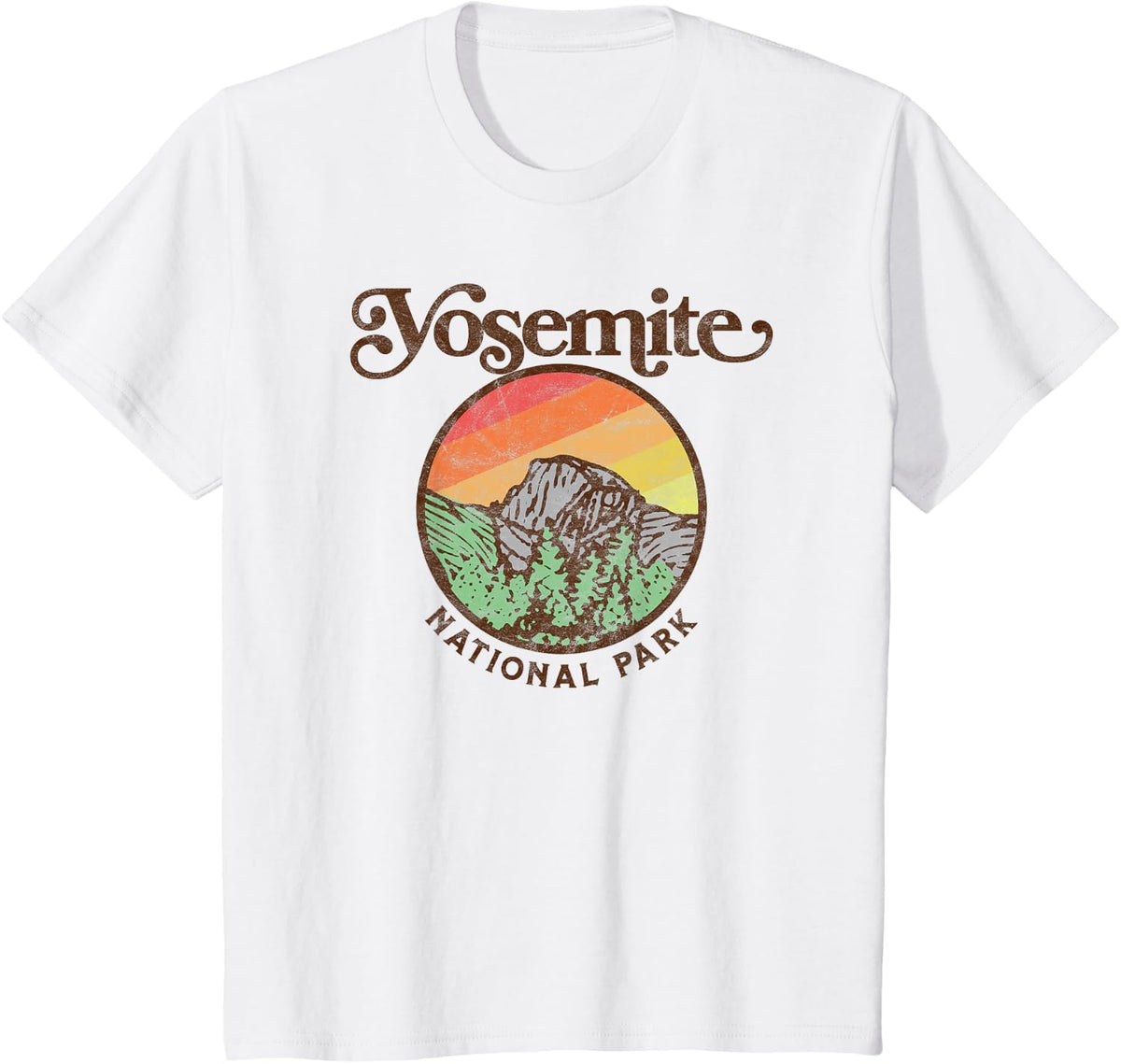 Yosemite National Park Retro 60s Half Dome Graphic T-Shirt - White