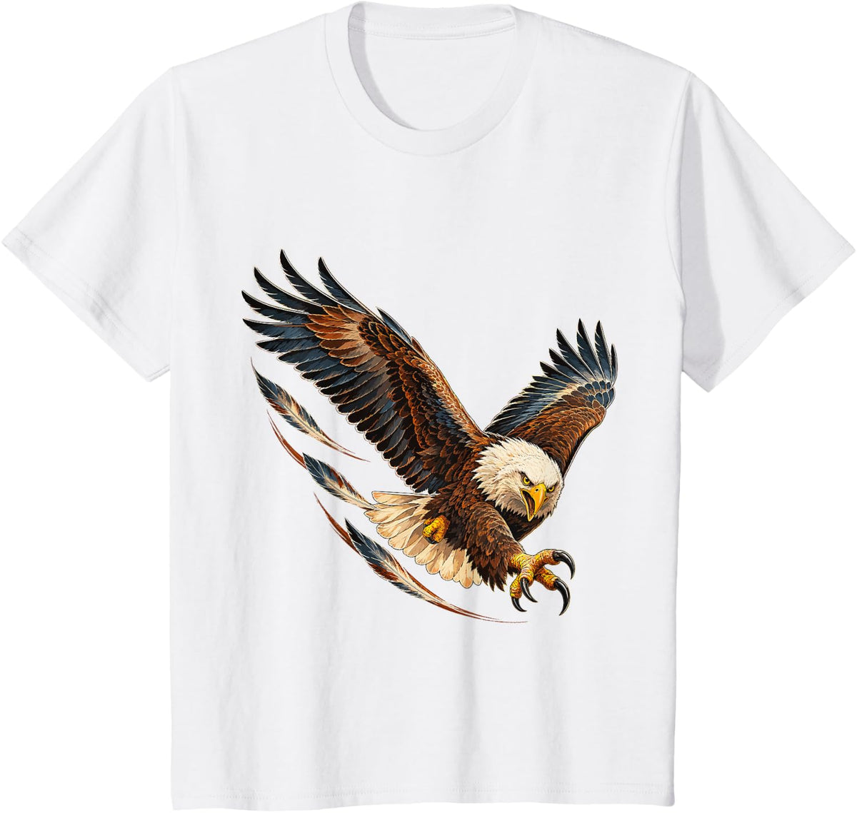 Falling Bald Eagle in Attack Flight T-Shirt - White