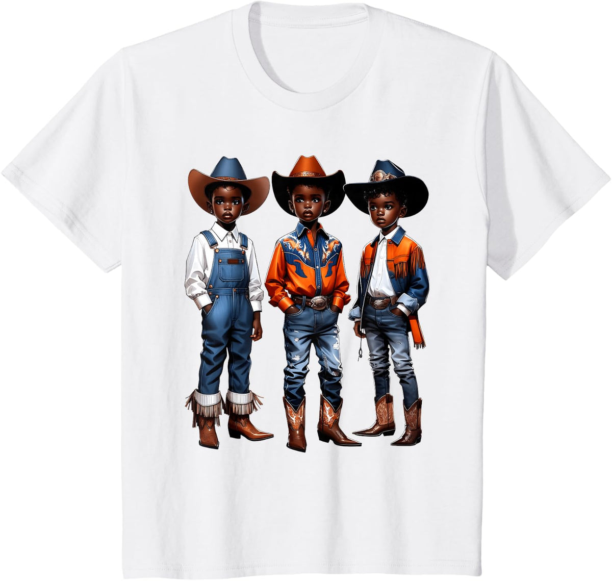 Black Cowboy Western Rodeo Melanin Black History Texas Kids T-Shirt - White