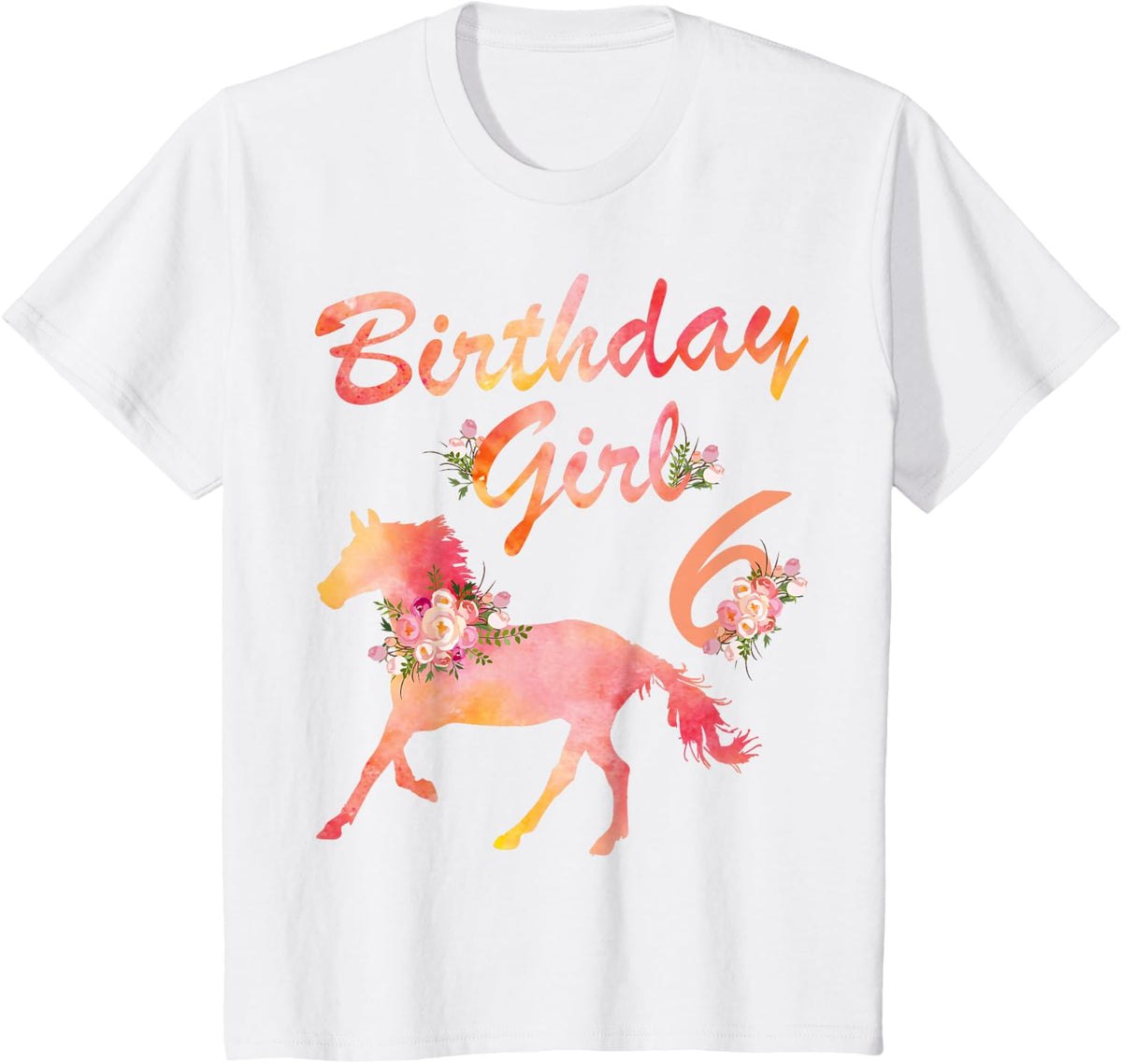 Horse Lover 6th Birthday For Girls Love Horses 6 Years Old T-Shirt - White