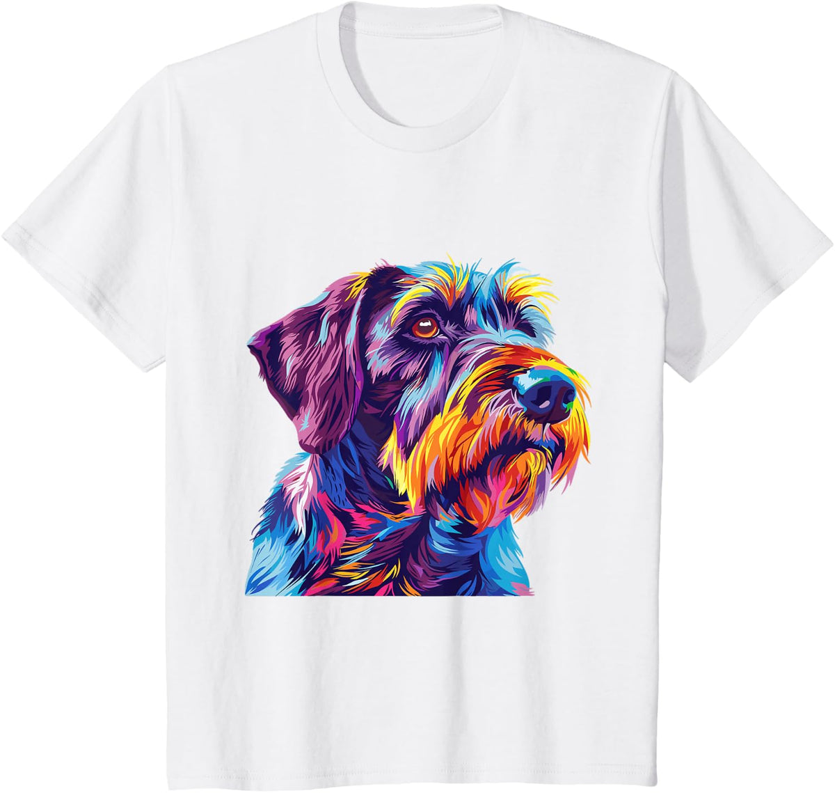 German Wirehaired Pointer Pop Art Dog Breed Graphic T-Shirt - White