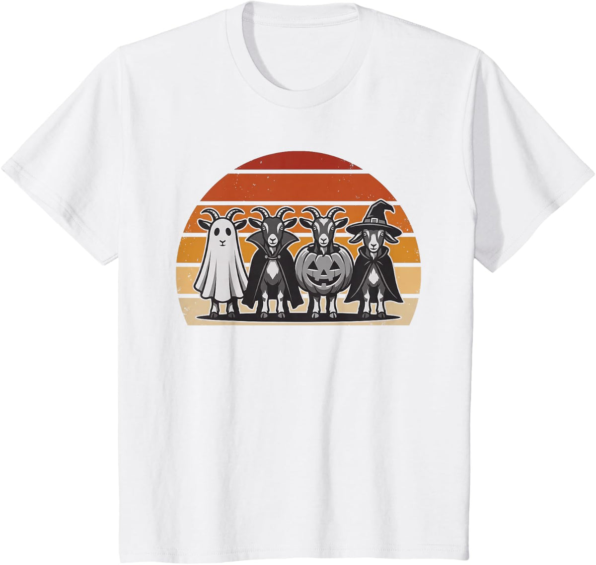 Goat Costume Halloween Group Ghost Vampire Pumpkin Witch T-Shirt - White