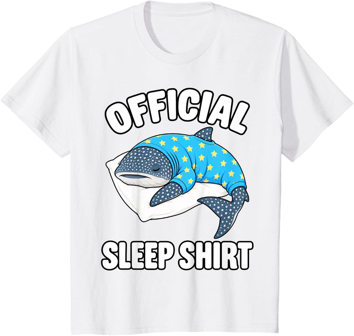 Whale Shark Sleeping in Pajamas Official Sleepshirt Cute T-Shirt - White