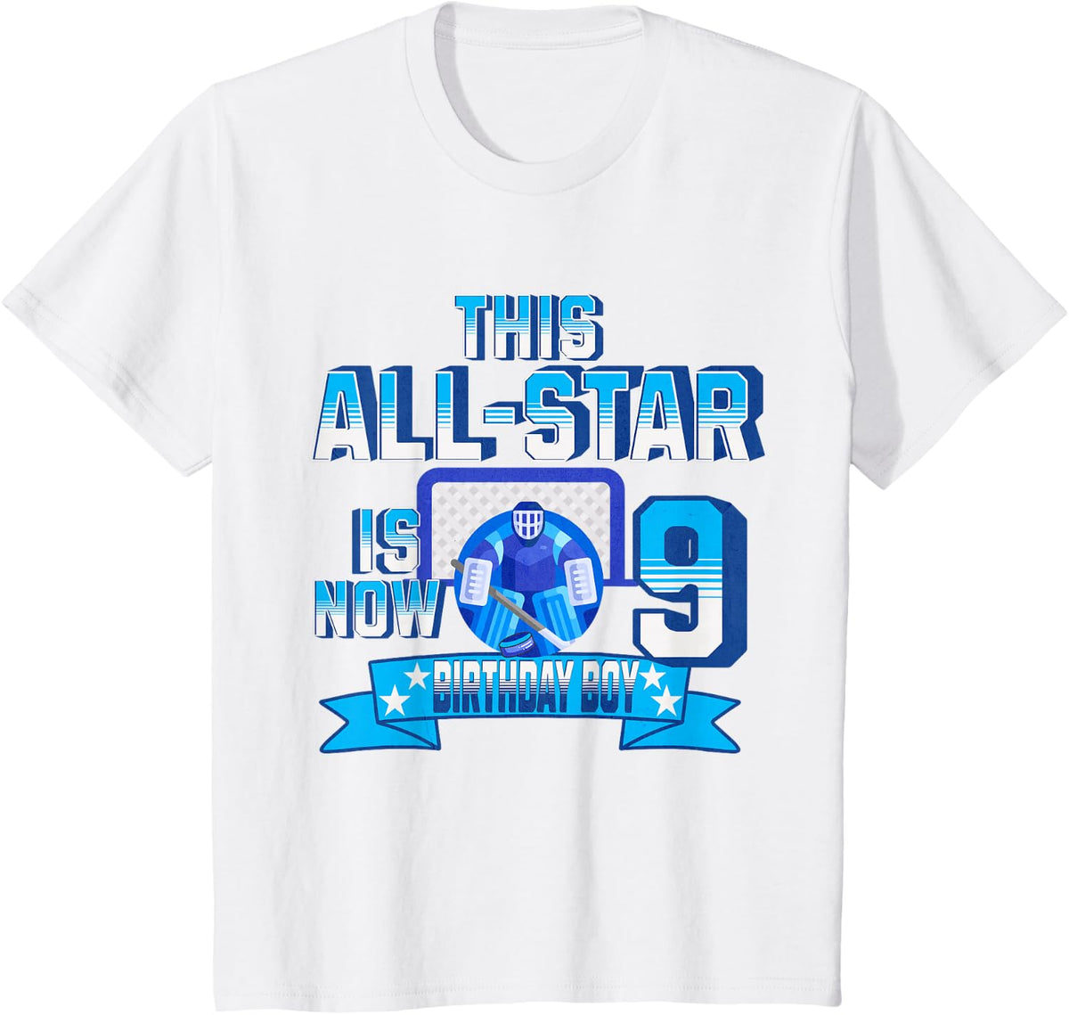 Kids This All Star Is Now 9 Hockey Party It's My 9th Birthday Boy T-Shirt - White