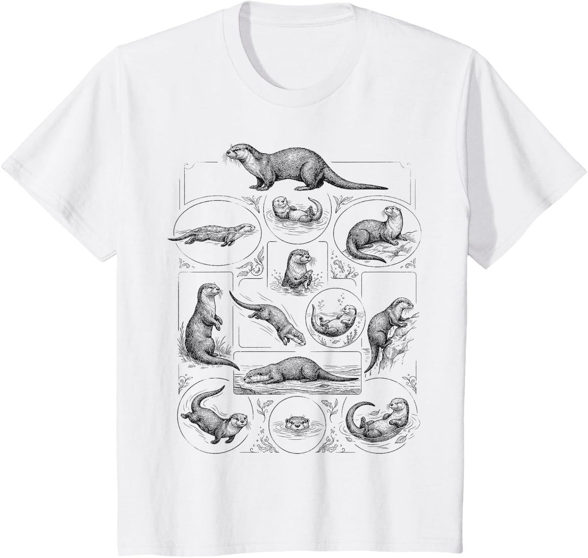 Vintage Otter Species Otters Wildlife Animal Lover Tee T-Shirt - White