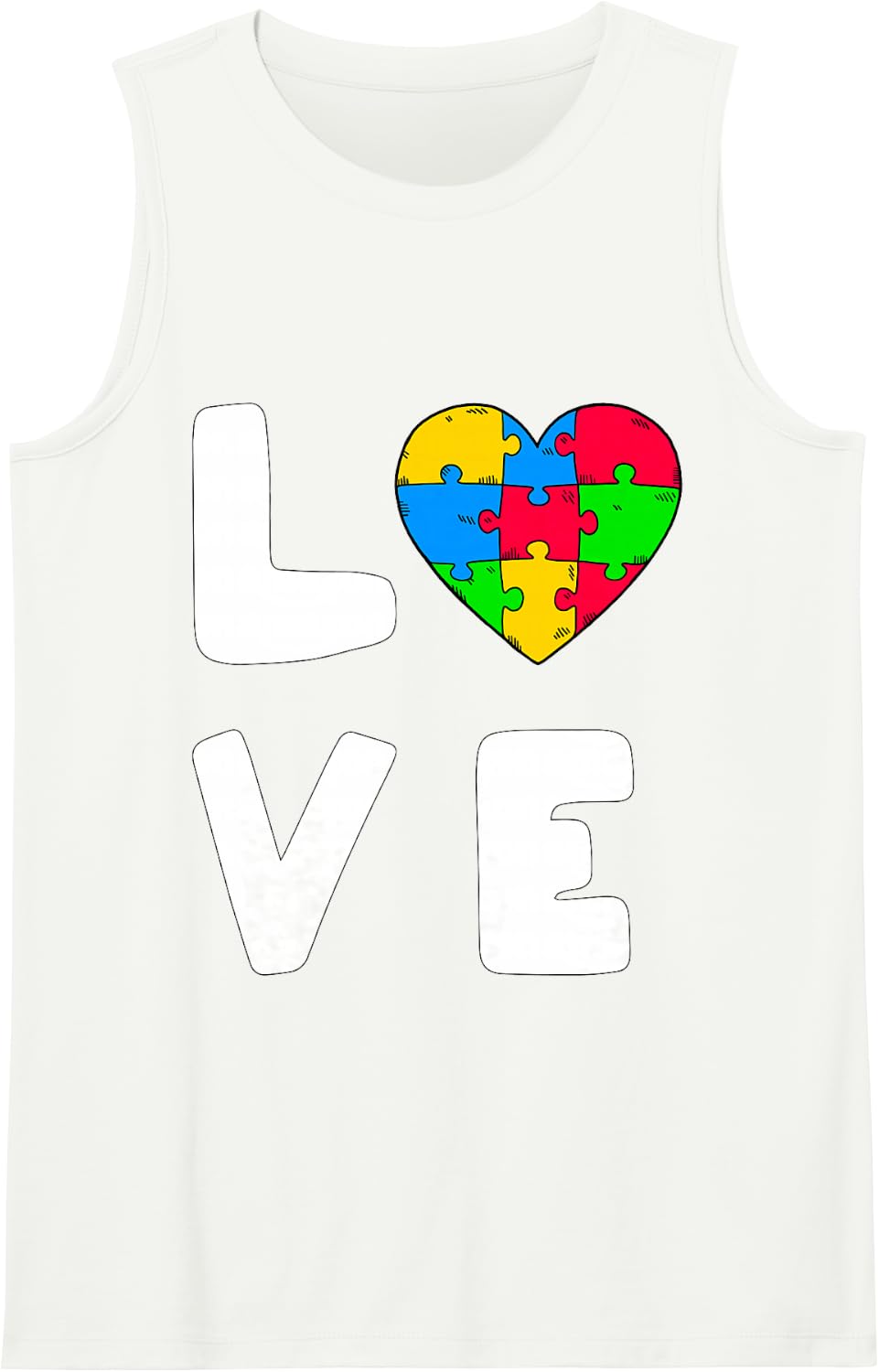 Love Autism Awareness Heart Puzzle Teacher Sleeveless Tank Top - White