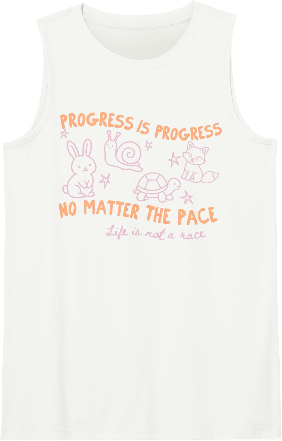Progress is Progress No Matter The Pace SPED Woodland Animal Sleeveless Tank Top - White