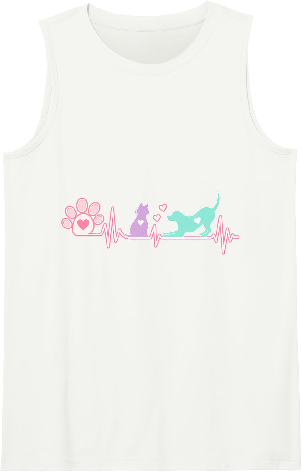 Veterinary Heartbeat Sleeveless Tank Top - White
