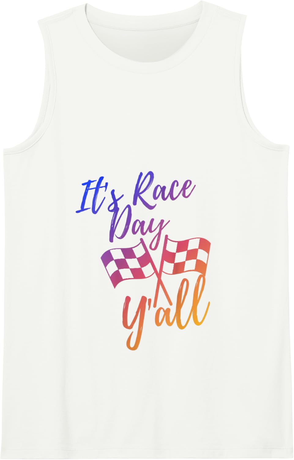 It's Race Day Y'all Checkered Flag American Flag Race Tank Top - White