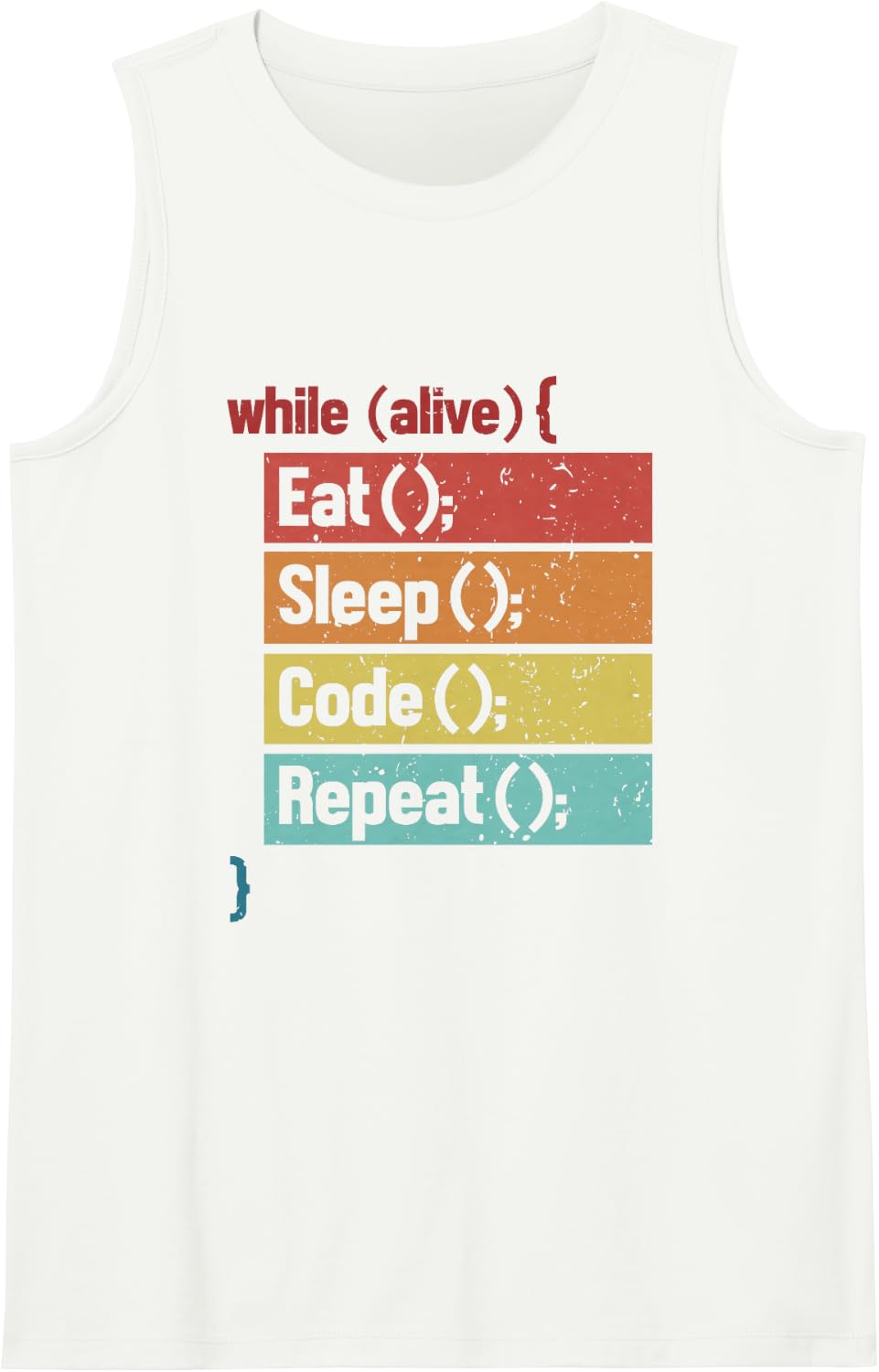 Eat Sleep Code Repeat Software Engineer Coder Programmer Sleeveless Tank Top - White