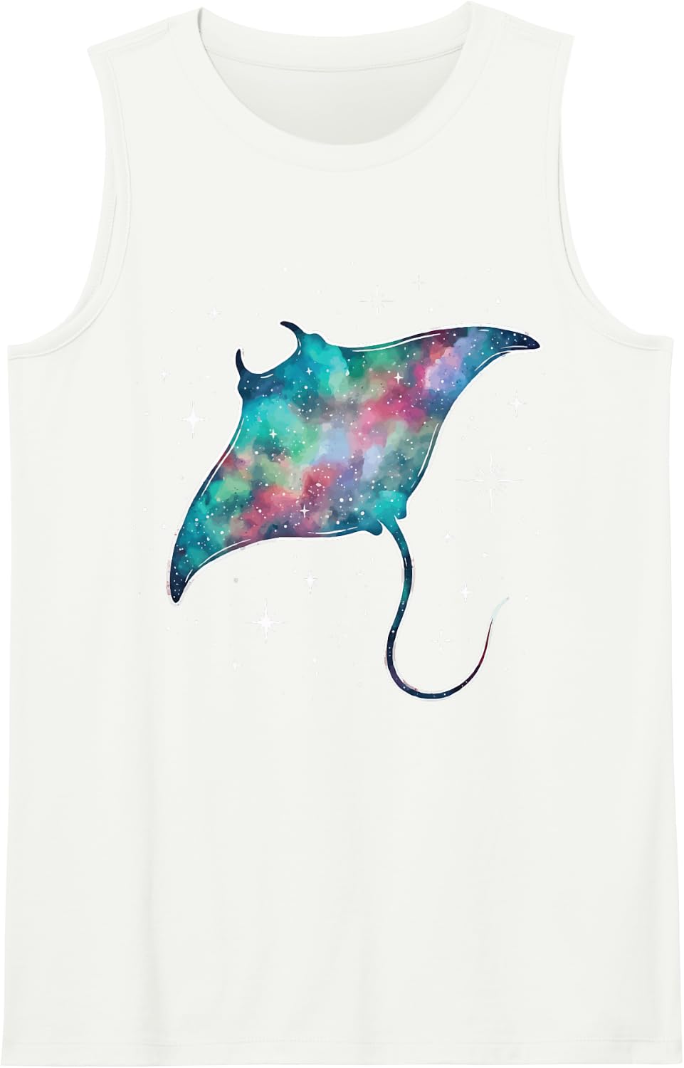 Manta Ray Galaxy Sleeveless Tank Top - White