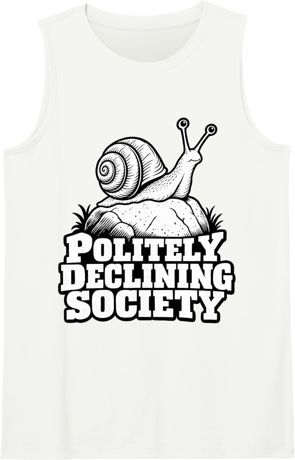 Goblincore Politely Declining Society Snail Moss Lover Sleeveless Tank Top - White