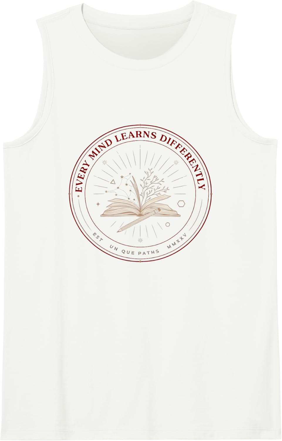 Every Mind Learns Differently Dyslexia Awareness Sleeveless Tank Top - White