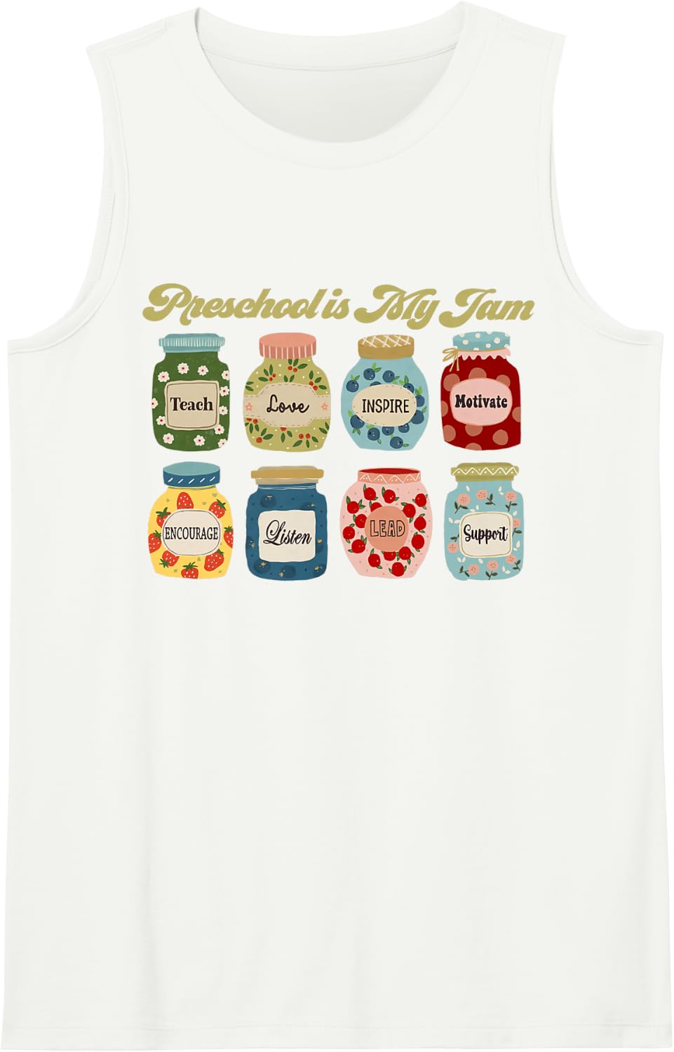 Preschool is My Jam Retro Preschool Teacher Back to School Tank Top - White