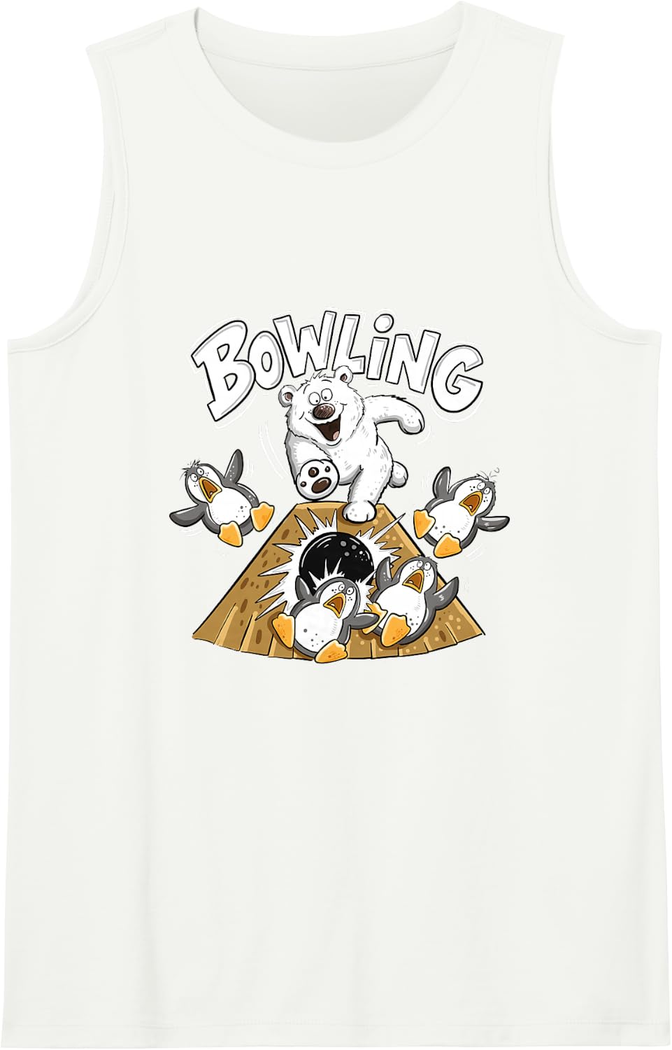 Bowling Ice Bear Penguins Funny Arctic Bowler Animal Design Sleeveless Tank Top - White
