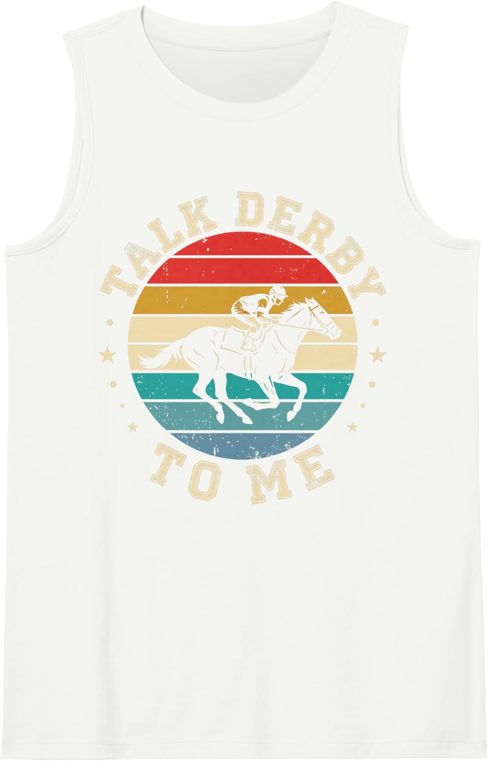 Talk Derby to Me Vintage Horse Race Derby Lover Equestrian Sleeveless Tank Top - White