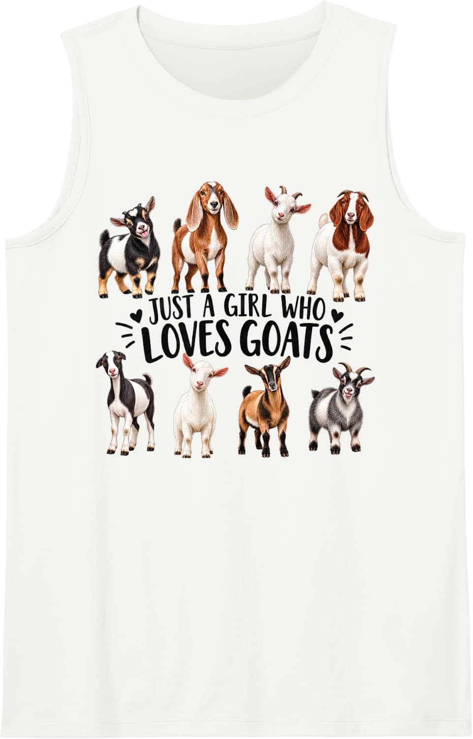 Girl who Loves Goats Sleeveless Tank Top - White