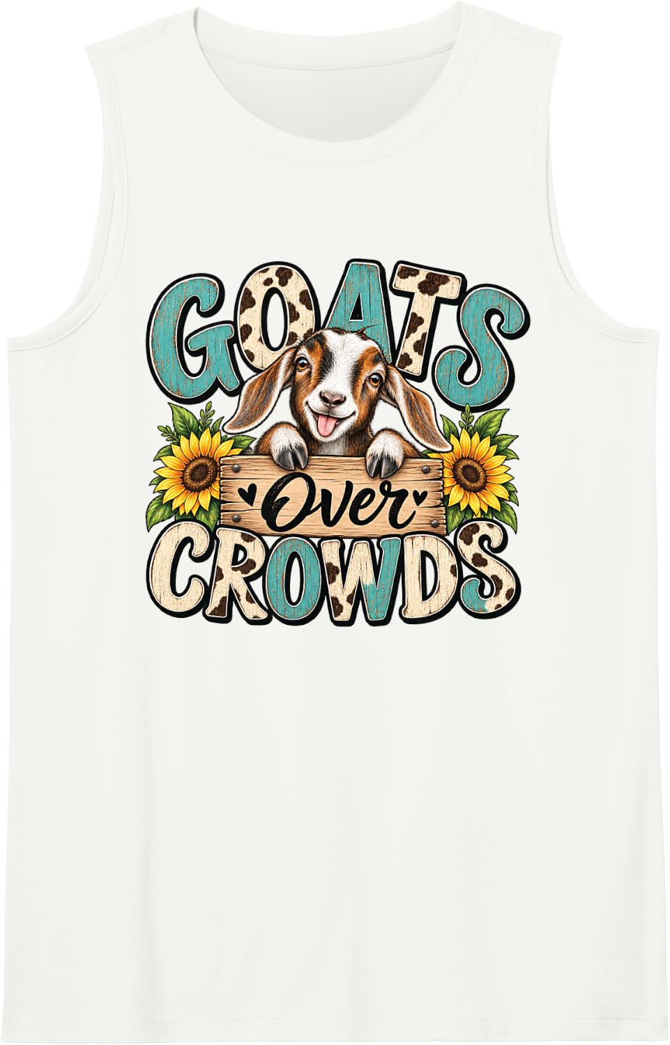 Goats Over Crowds Sleeveless Tank Top - White