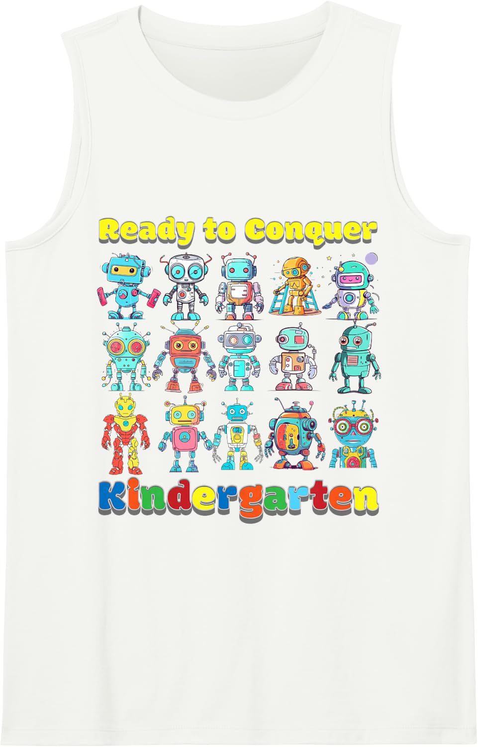 Ready to Conquer Back to School Nursery Cool Robot Sleeveless Tank Top - White