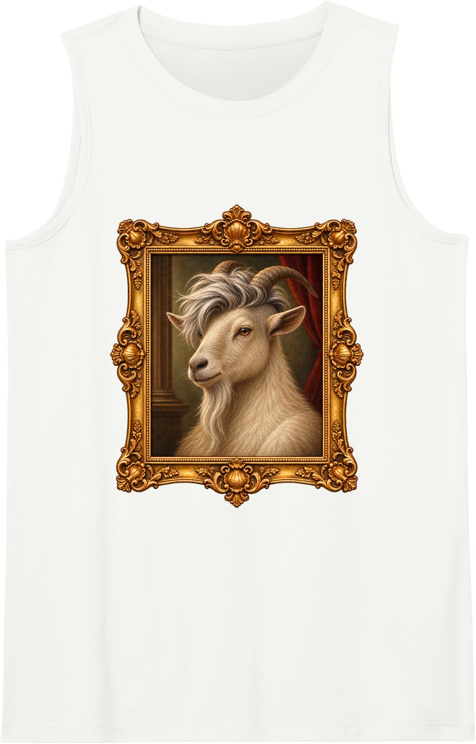 Goat Silver Undercut Funny Animal Portrait Sleeveless Tank Top - White