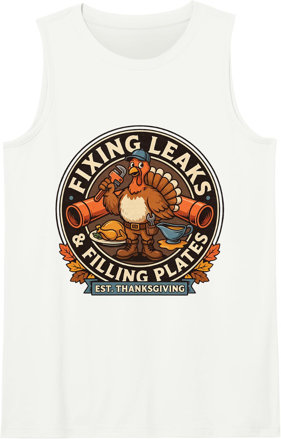 Thanksgiving Plumber - Fixing Leaks & Filling Plates Sleeveless Tank Top - White