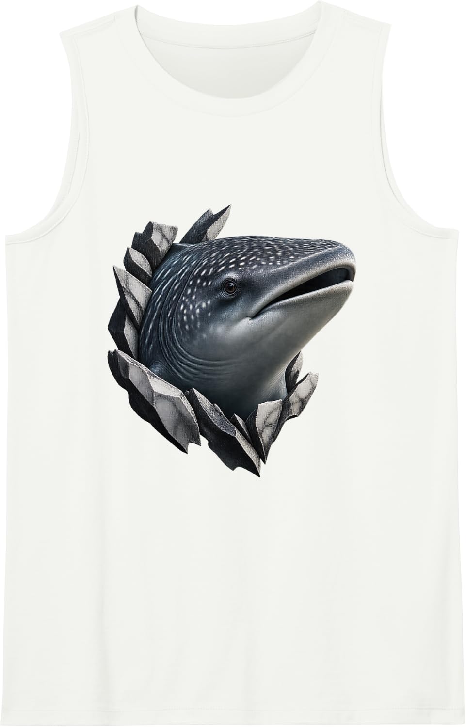 Whale Shark Among White Marble Scarps Sleeveless Tank Top - White