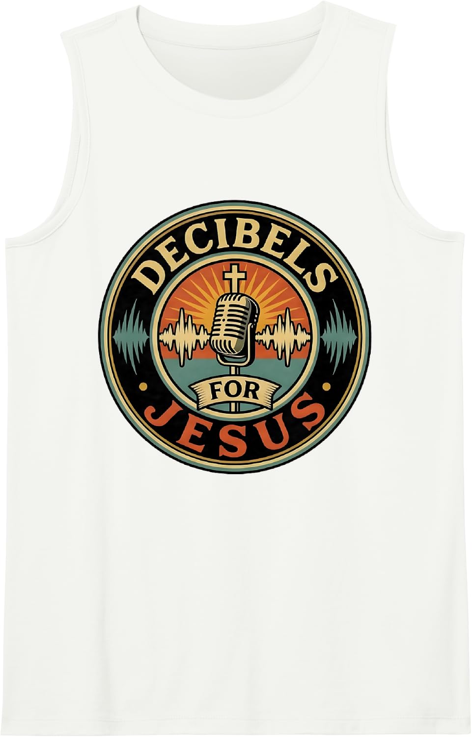 Decibels for Jesus Church Choir Singer Music Sleeveless Tank Top - White