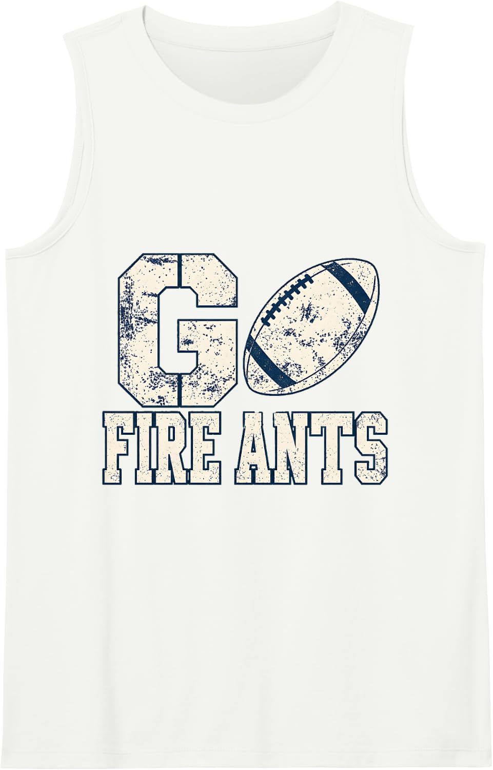 Go Fire Ants Football Vintage Sleeveless Tank Top - White