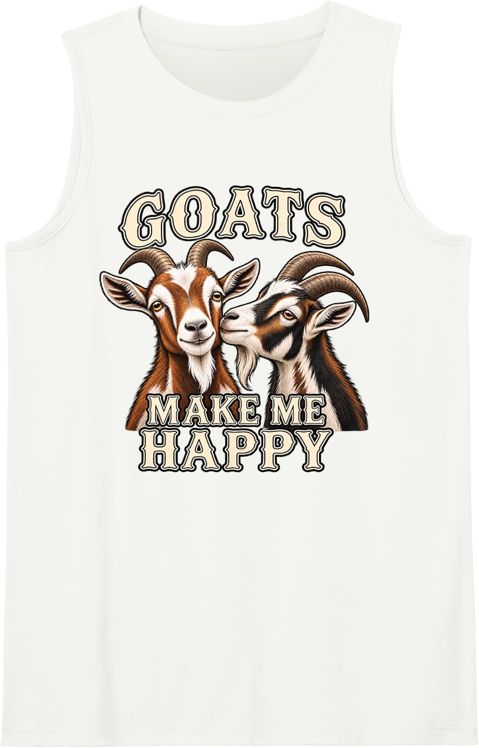 Goats Make me Happy Sleeveless Tank Top - White