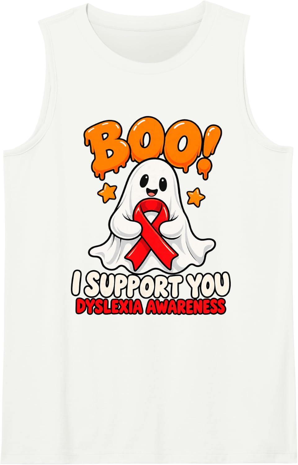 Boo I Support You Dyslexia Awareness Sleeveless Tank Top - White