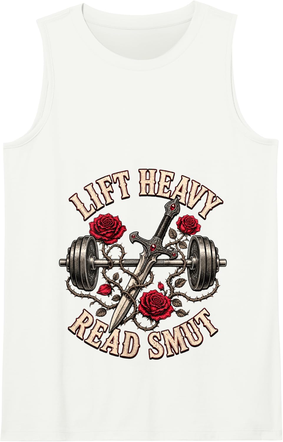 Fun Lift Heavy Read Smut Gym Romance Reader Fitness Bookworm Tank Top - White