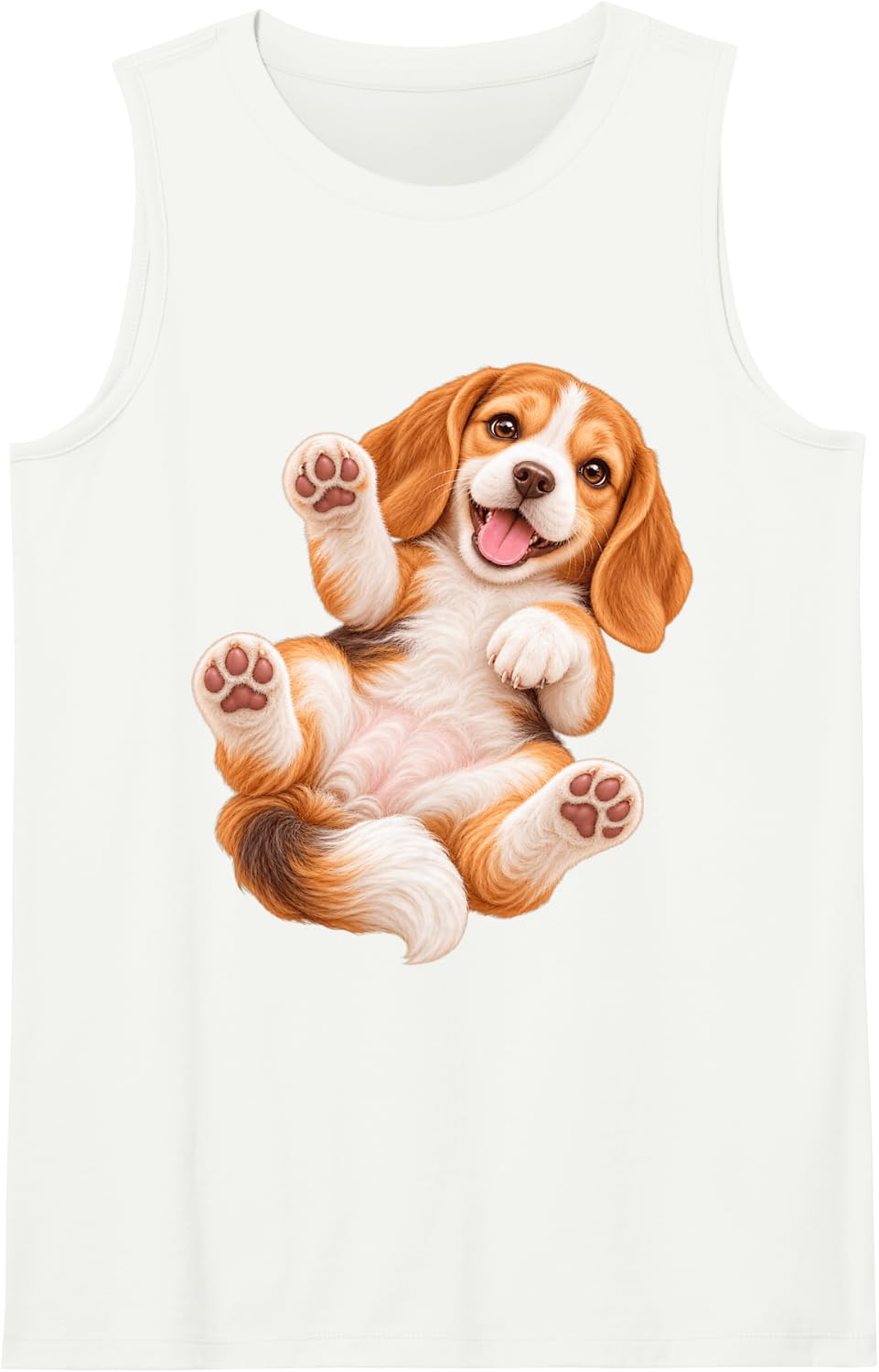 Beagle Lazy Sleeveless Tank Top - White