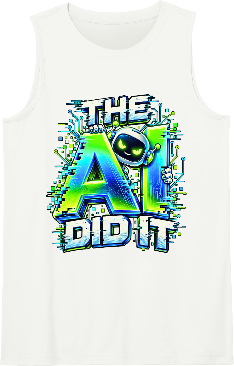 The AI Did It Artificial Intelligence Tech Humor Programmer Sleeveless Tank Top - White