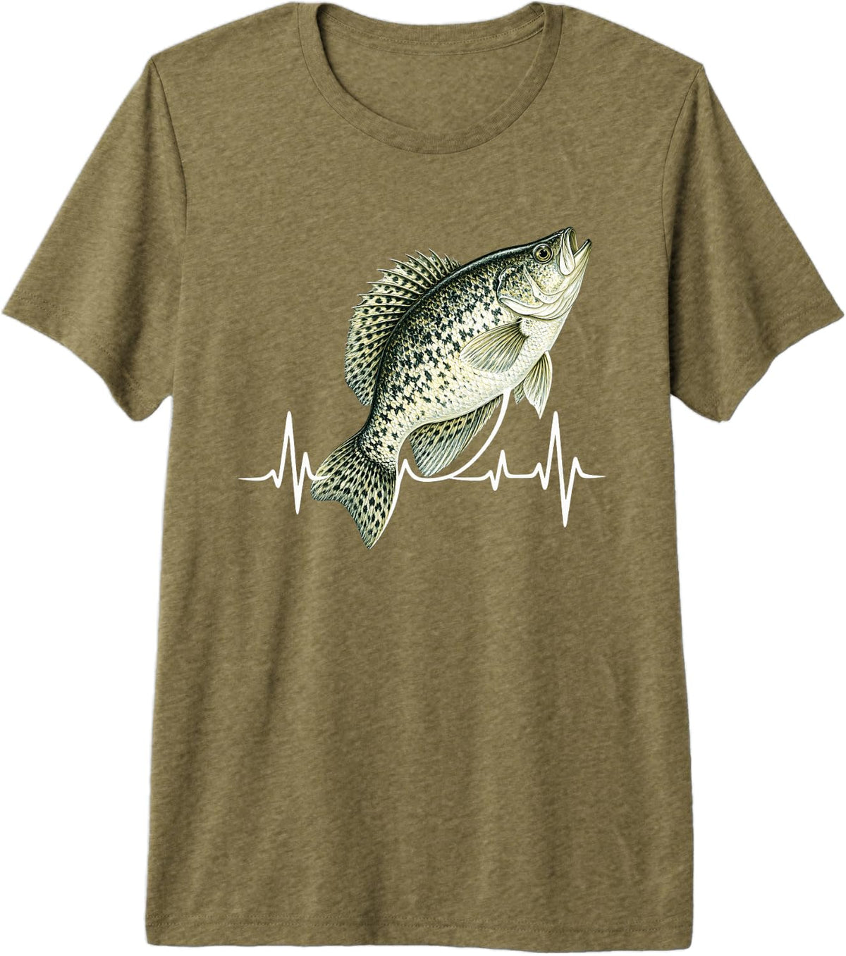Crappie Fish Heartbeat Premium Tri-Blend T-Shirt - Olive Green