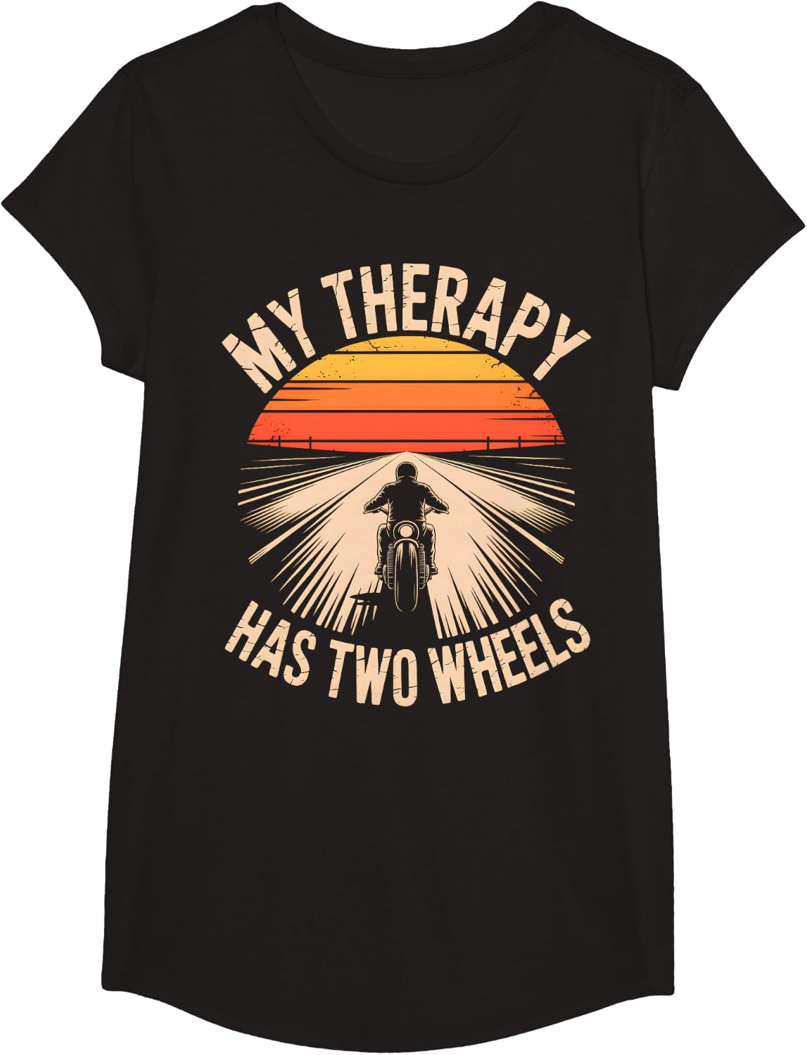My Therapy Has Two Wheels Motorcycle T-Shirt - Girls Black