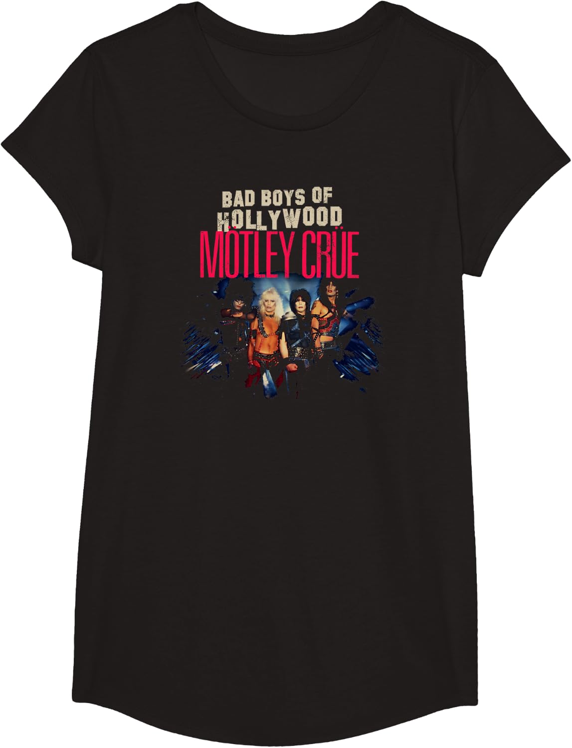 Mötley Crüe Bad Boys of Hollywood Sign T-Shirt - Girls Black