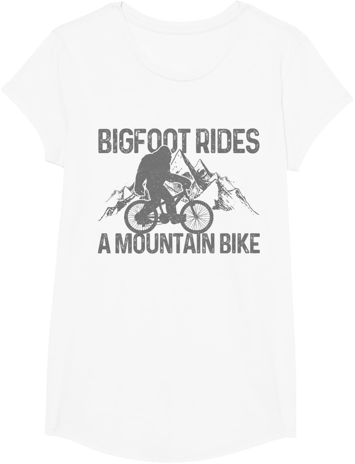 Bigfoot Rides A Mountain Bike Funny MTB Biking Biker Gift T-Shirt - Girls White