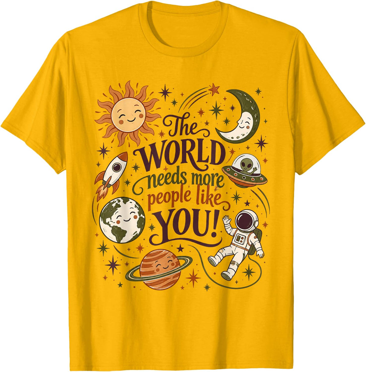Cute Space Quote Astronaut Planet Solar System T-Shirt - Golden Yellow